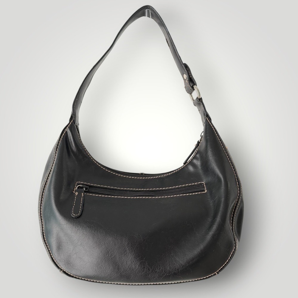Nine West Y2K Shoulder Bag Women Small Black Faux Leather Hobo 90s Sleek Neutral